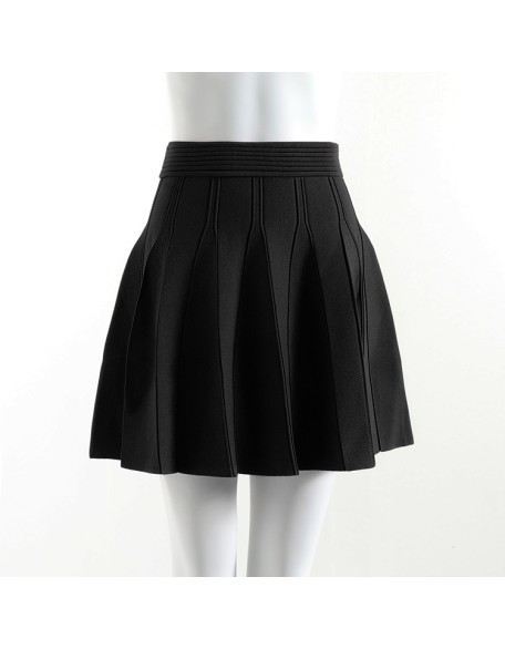 custom 2022 summer New high waisted A word pleated knit skirt black stylish women's skirt