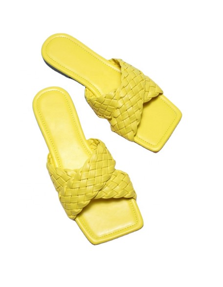 Colorful braid upper summer shoes women flats sandals synthetic material best seller