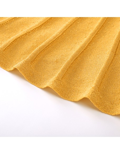 Knitwear manufacturers custom summer v neck sleeveless elegant casual gold dresses women party sweater knit women's dresses