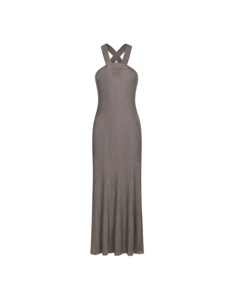 Knitwear manufacturers custom summer halter rib elegant casual dress high quality fancy clothing for women sweater knit dresses