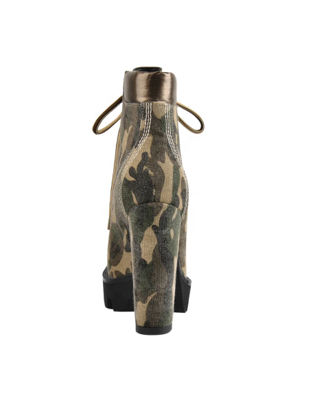 New collection Women's shoes canvas material Camouflage artwork platform block heels shoes good quality shoes