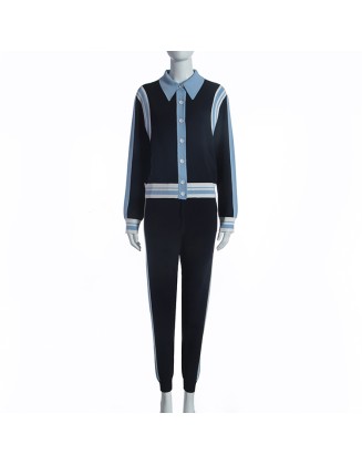 2021 Spring Autumn sweater cardigan jacket women's new loose fitting outer wear POLO collar knit shirt