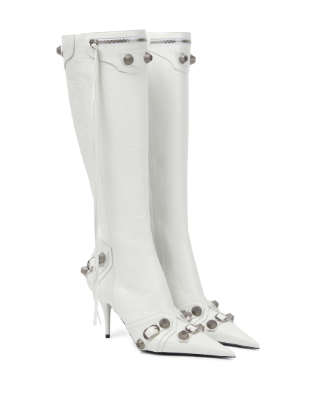 Genuine leather soft upper knee high boots women shoes custom high heels with 4 inch stiletto pointy toe heels