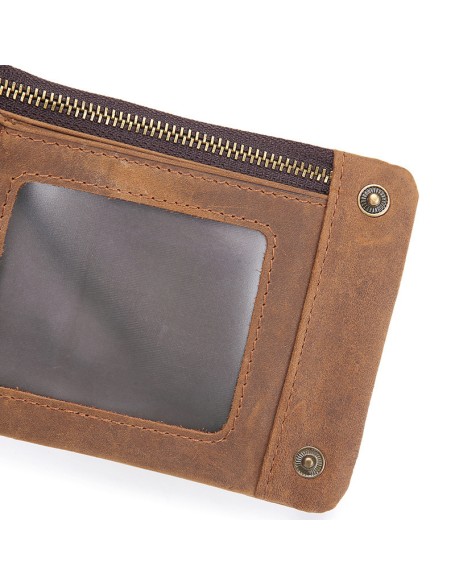 Wallets Purse Genuine Leather Crazy Horse Best Sellers Men's Wallet Luxury GPS Minimalist Brown Men Cow Leather Long Zipper