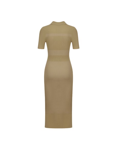 Knitwear manufacturers custom summer v neck rib elegant casual women's clothing plus size dresses sweater knit women's dresses