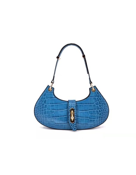 Factory Direct Sale Better Price Cowhide leather Crocodile Pattern Bag Half Moon Handbag