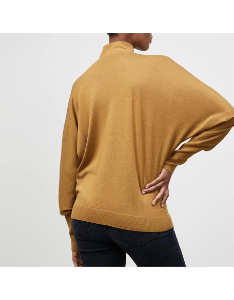 Knitwear manufacturers custom hollow out loose elegant casual 100% wool turtleneck long sleeve pullover knit sweater women