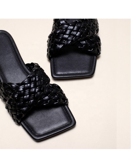 Colorful braid upper summer shoes women flats sandals synthetic material best seller