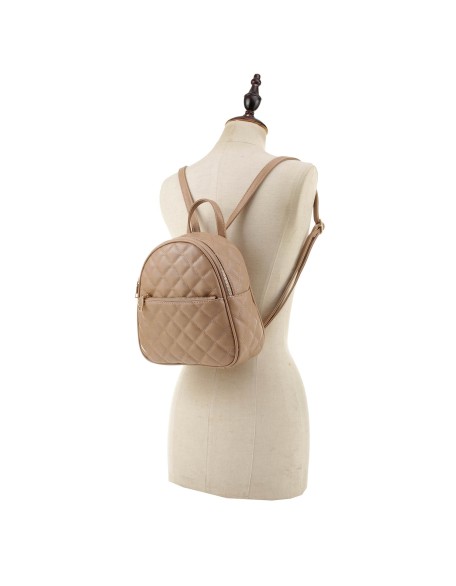 New Women Vegan Leather Shoulder Bag Multi-Function Small Backpack Girls Quilted School Backpack