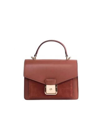 Factory Bulk Supply Cappuccino Top Quality Cowhide  Leather Fashion Shoulder rectangle leather handbags
