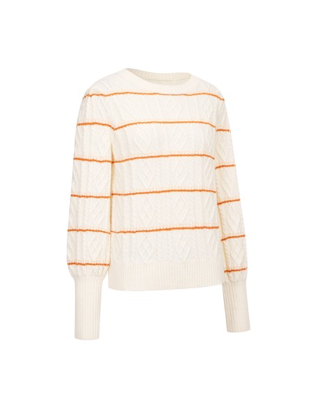 Knitwear manufacturers custom fall winter beige roundneck long sleeve casual woollen sweater for women knit sweater