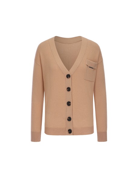 Knitwear manufacturer custom new design single breasted pocket v neck 100% cashmere women sweater cardigans