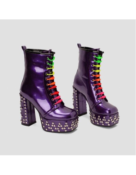 Rivet studded fashion square toe martin boots for womens winter boots PU material block heels shoes