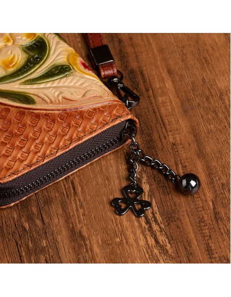 Christmas Popular Genuine Leather Flower Bag Top Quality Card Holder Black Friday Best Wallet for Women