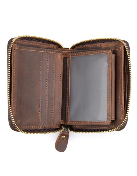 Hot Selling New Style Brand Retro Leather Man's Wallet Crazy Horse Leather Wallet Holder Coin Wallets For Men