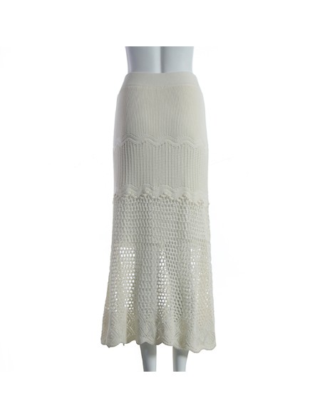 2021 summer white new women's knit fabric high waist fashion casual a word skirt