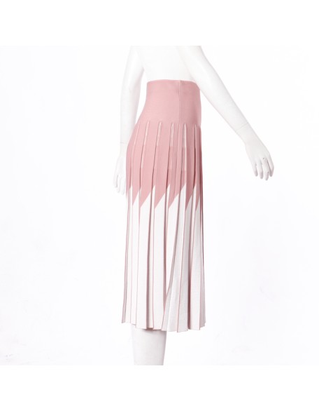 Knitwear manufacturers custom summer high waist stretch knit pleated women's long skirt