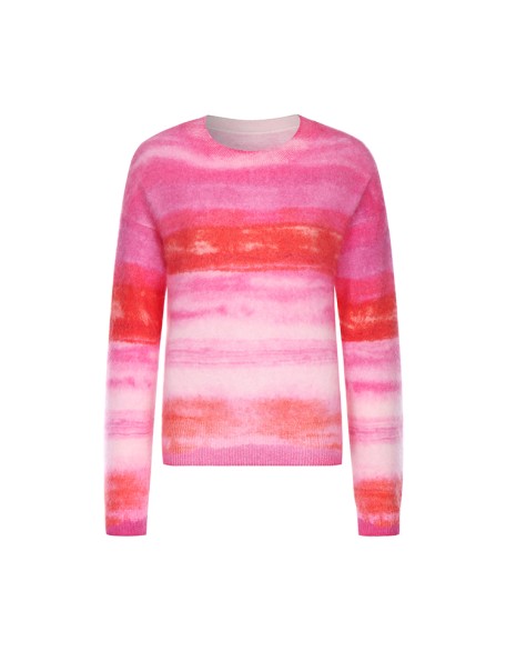 Knitwear manufacturers custom autumn winter 2023 pink round neck luxury casual cashmere fluffy sweater women knit sweater