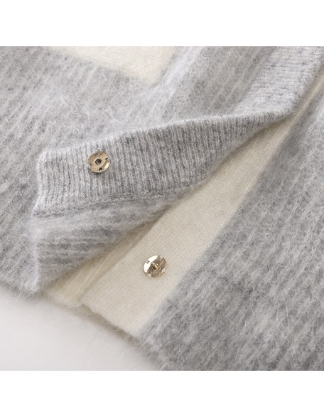 Knitwear manufacturer custom new fall v neck knit long sleeved coat knitted women sweater cardigans