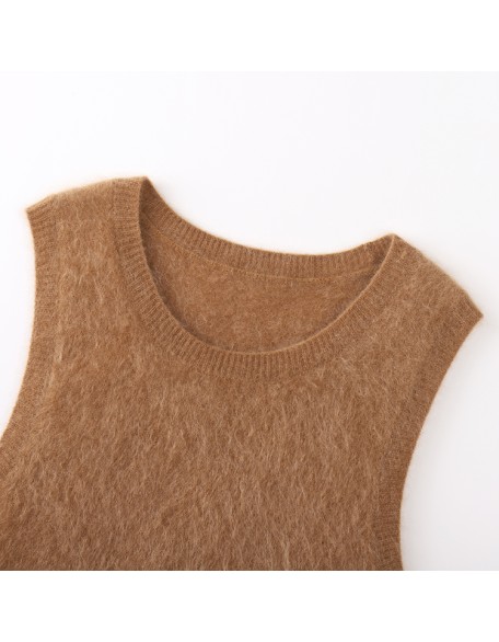 Knitwear manufacturers custom spring 2023 crew neck cashmere pullover sweaters woman vest pullover knitwear sweater vest women