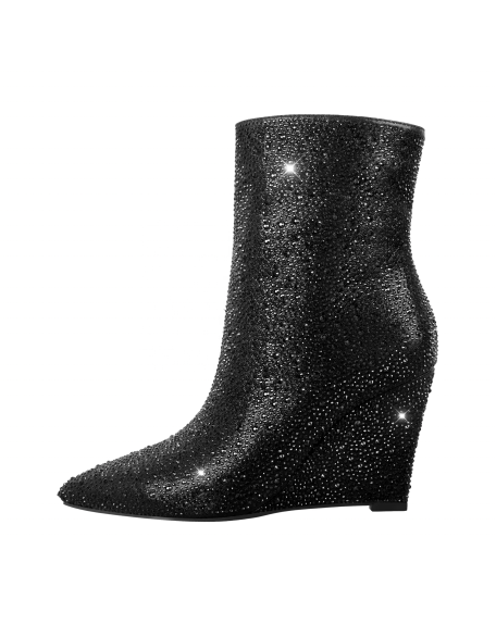 Crystal rhinestones shinny boots women shoes wedge heels of designer customized shoes manufacturer price