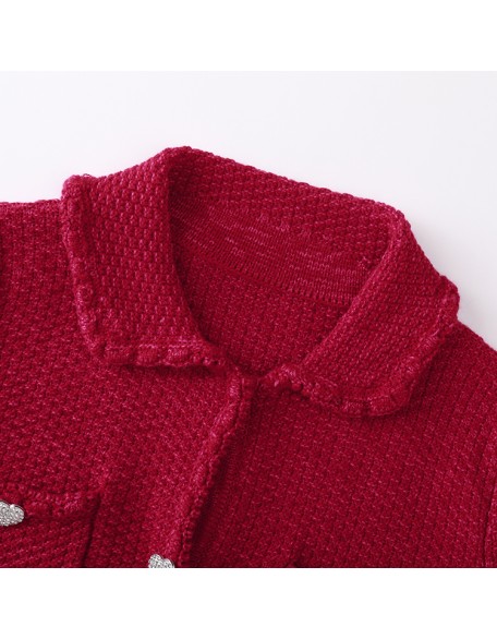 Knitwear manufacturers custom spring 2023 red fashion casual wool blend trendy custom knitted cardigans sweater for women