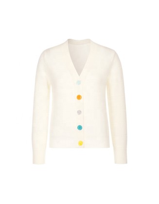 Knitwear manufacturers custom fall v neck long sleeve casual plus size cardigan for women wool knit sweater cardigan