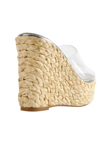 Wedge heels platform sandals shoes for women and ladies braid style Jelly upper mules footwear