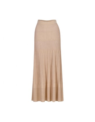 Knitwear manufacturers custom summer high waist elastic ribbed knit women's long skirt