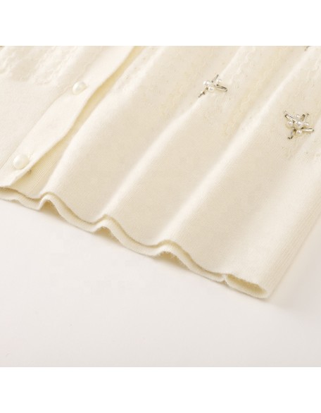 Knitwear manufacturer custom spring v neck long sleeved soft wool women's knitted cardigan sweater