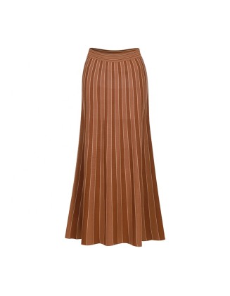 Knitwear manufacturers custom high waisted striped fashion casual maxi skirts for women formal knitted plus size womens skirts