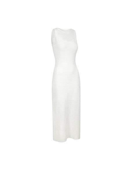 Knitwear manufacturers custom summer white sleeveless elegant casual korean dress women vintage sweater knit women's dresses