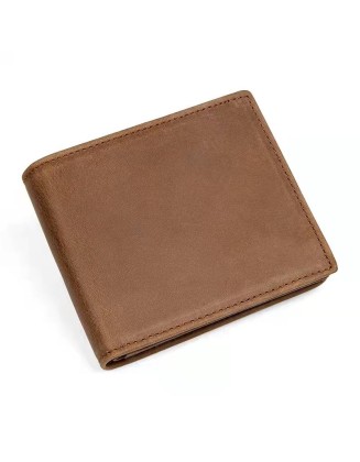 Hot Selling Cowhide Leather Men Wallet Casual Short Genuine Purse