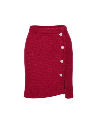 Knitwear manufacturers custom red high waist wool blend mini fashion casual short skirts for women sexy knitted women's skirts