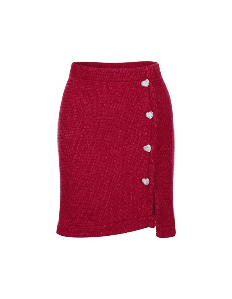 Knitwear manufacturers custom red high waist wool blend mini fashion casual short skirts for women sexy knitted women's skirts