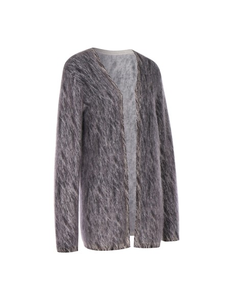 Knitwear manufacturers custom winter v neck loose luxury casual cashmere long cardigan woman 2023 knit sweater cardigan women