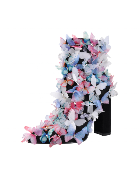 Suede PU Butterfly women's boots shoes block heels martin footwear other boots for ladies