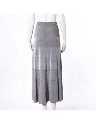 Knitwear manufacturer custom new design summer gray high waist stretch women knit long skirt