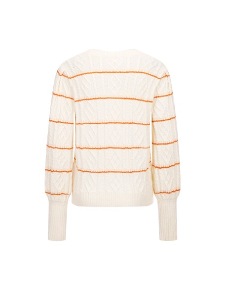 Knitwear manufacturers custom fall winter beige roundneck long sleeve casual woollen sweater for women knit sweater
