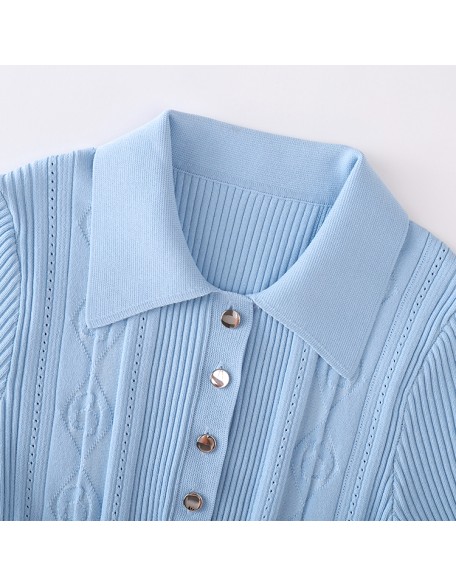 Knitwear manufacturers custom summer sky blue rib bodycon elegant casual beautiful dress for women sweater knit women's dresses