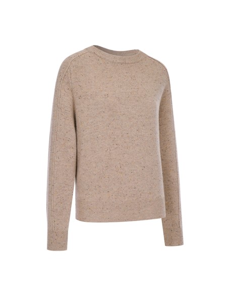 Knitwear manufacturers custom fall winter khaki wool casual round neck plus size oversized sweater women knit sweater