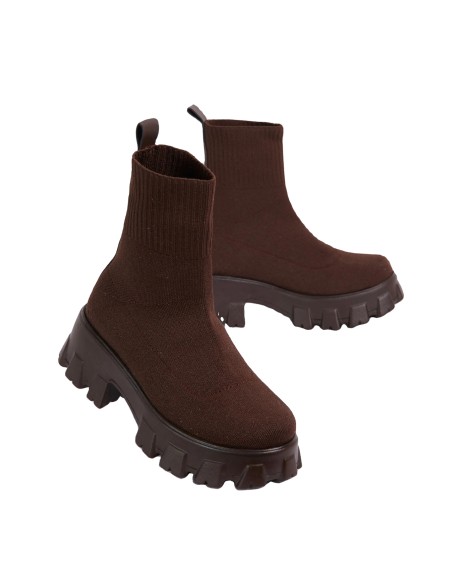 Knitted material socks elastic women's ankle boots shoes wholesaler price in factory