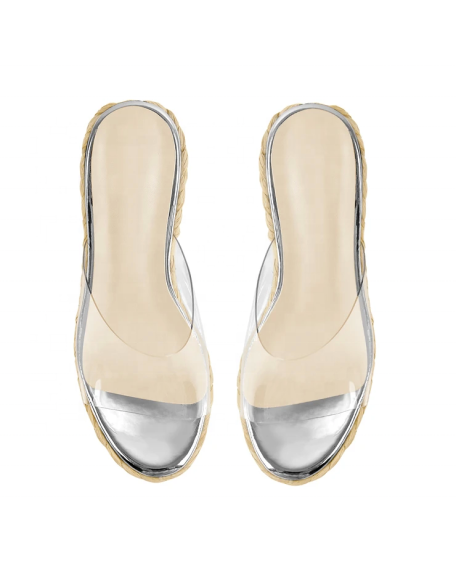 Wedge heels platform sandals shoes for women and ladies braid style Jelly upper mules footwear