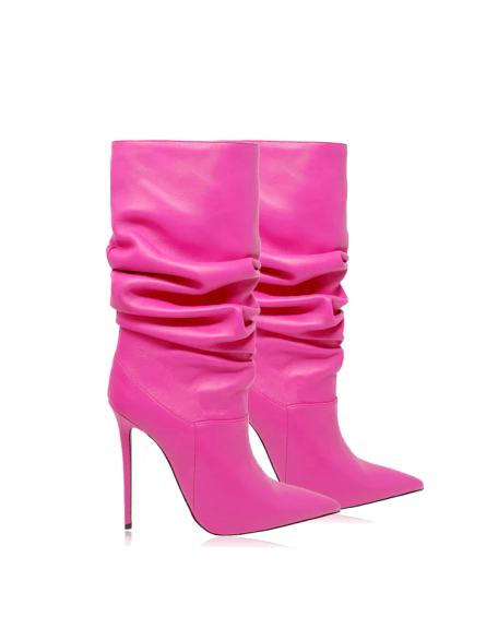 Soft upper genuine leather boots women's heels shoes wholesaler factory custom brand stiletto pumps