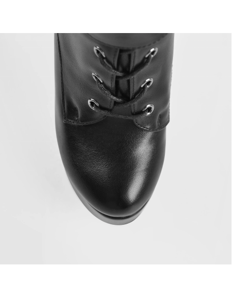 Round toe black color faux leather long boots women's platform high heels footwear private label add on shoes freely