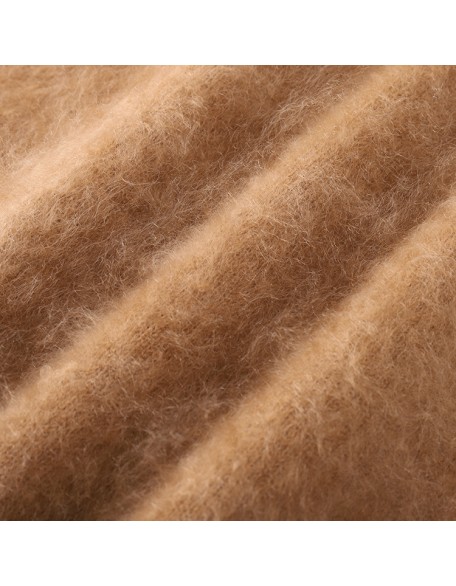Knitwear manufacturers custom brown v neck warm cashmere casual knitted winter women's pullover sweater tops knit sweater women