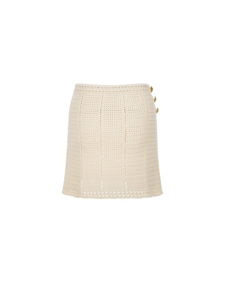 Knitwear manufacturers custom beige hollow out cotton mini sexy elegant casual women's clothing skirt knitted women's skirts