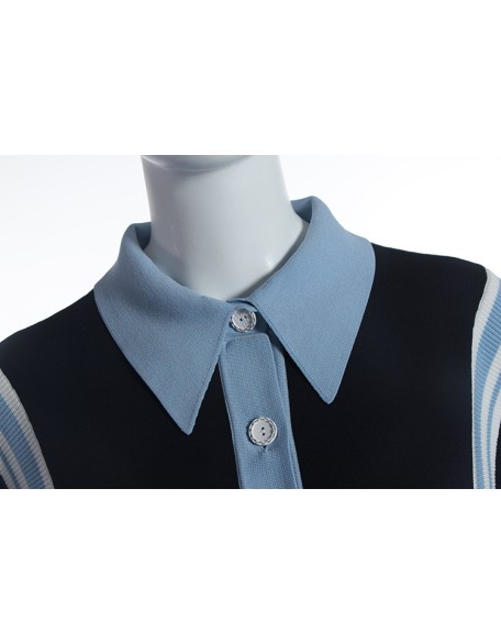 2021 Spring Autumn sweater cardigan jacket women's new loose fitting outer wear POLO collar knit shirt