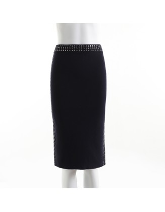 2021modern Women Black Elegant Office Bodycon Pencil Skirt Wrap Skirt for Women Computer Knit Others Pattern Adults Casual