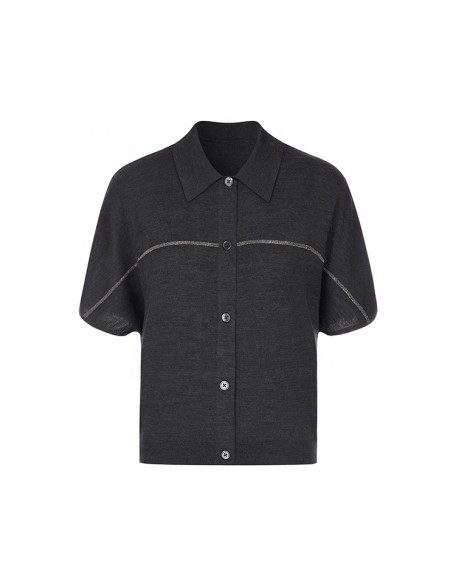 Knitwear manufacturers custom summer beaded wool elegant casual button knit top short cardigan sweater women knit cardigan women